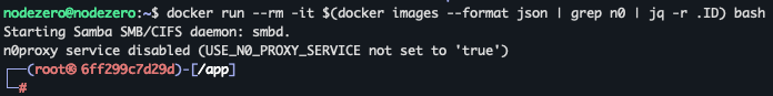 Terminal entering docker shell