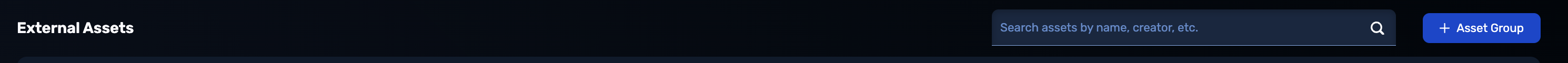 Asset Group button comes after the External Assets heading.